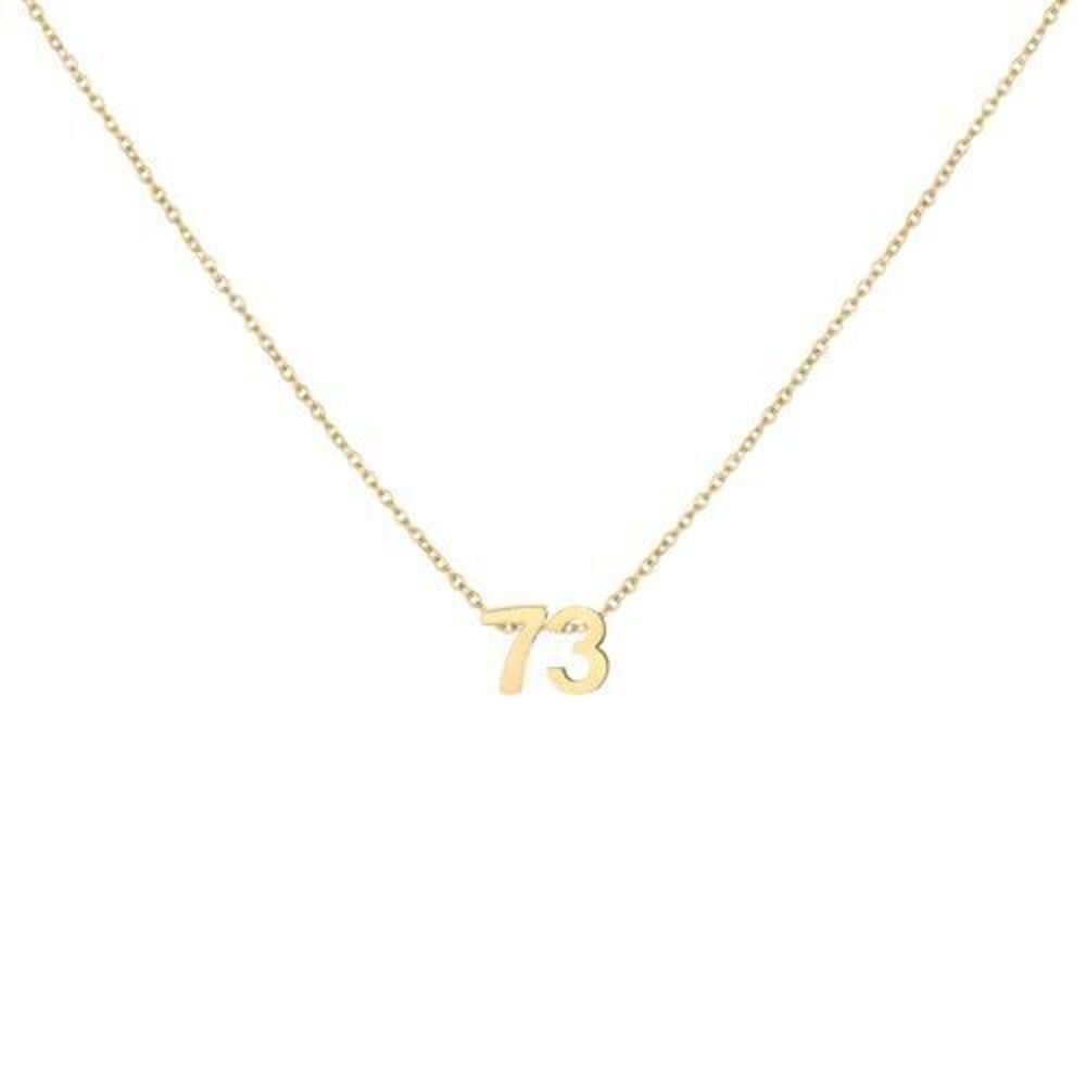 7749 18K Gold Plated Number 73 Necklace Dainty Pendant Chain Necklace